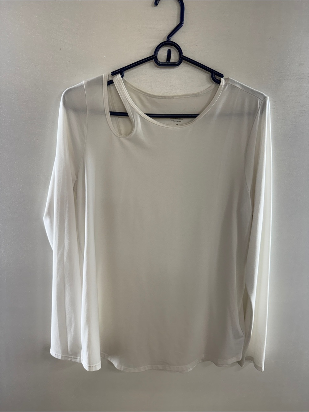 Athleta White Long-Sleeve Asymmetric Strap Top
